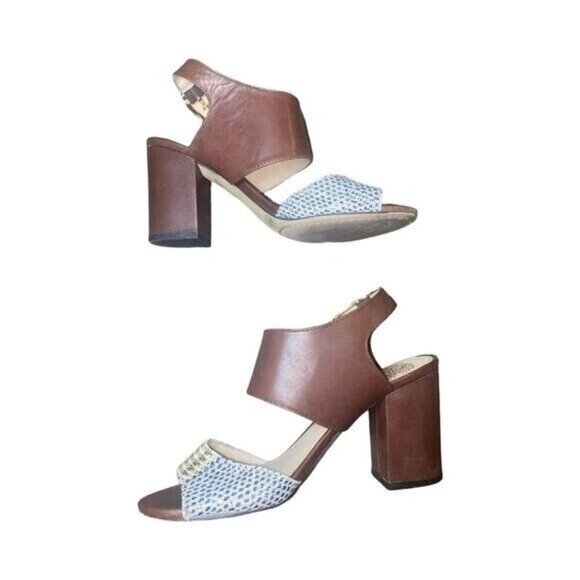 Vince Camuto Warma Snakeskin & Leather Size 5.5 Ankle Strap Block Heeled Sandal - Picture 6 of 11